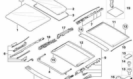 Tapa de vidrio para BMW E53 X5 (OEM 54137118847). Original BMW