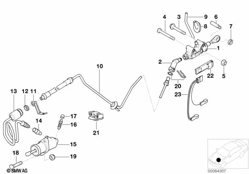 Kupplungsleitung para BMW Serie 5 E39 (OEM 21521164472). Original BMW.