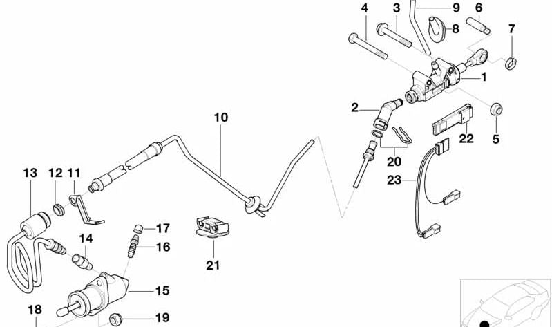 Cilindro receptor del embrague para BMW E39 (OEM 21522282056). Original BMW