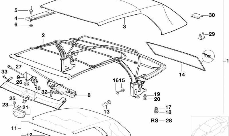 Cierre Capota Izquierda para BMW E36 (OEM 54348217197). Original BMW