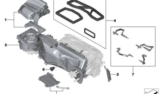 Intake box for BMW 5 Series F90, G30, G31, 6 Series G32, 7 Series G11, G12, 8 Series F91, F92, G14, G15 (OEM 64119361725). Original BMW