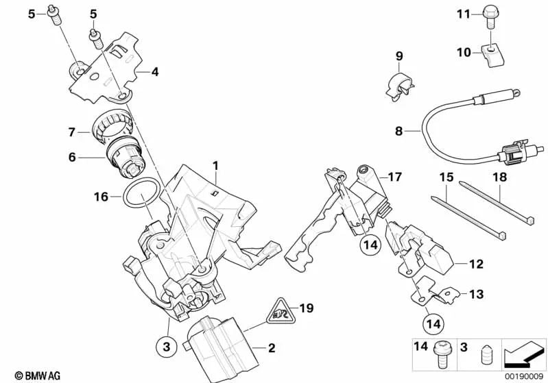 Bloqueo de dirección para BMW E39, E38, E53 (OEM 32321095823). Original BMW