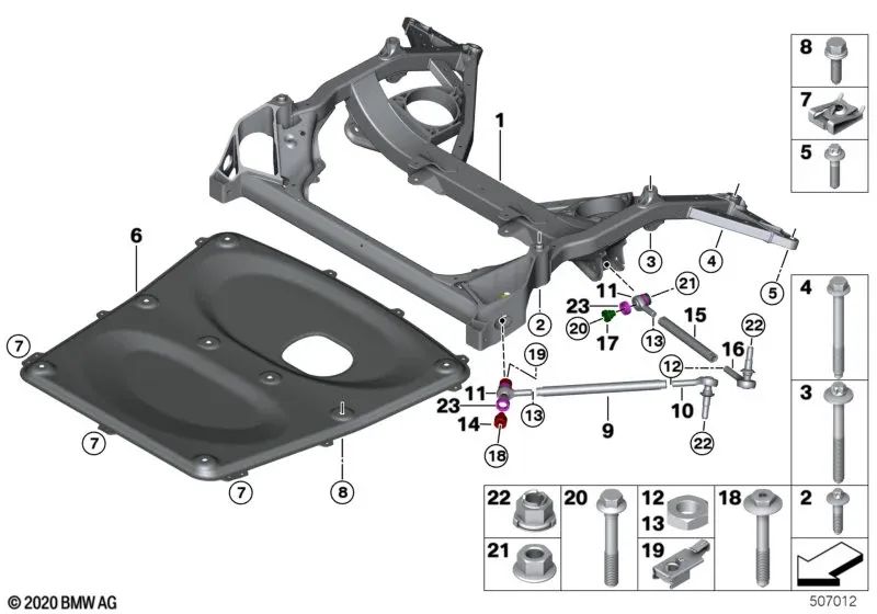 Sechskantschraube mit Flansch für BMW 2er F87, 3er F80, 4er F82, F83 (OEM 07119908497). Original BMW