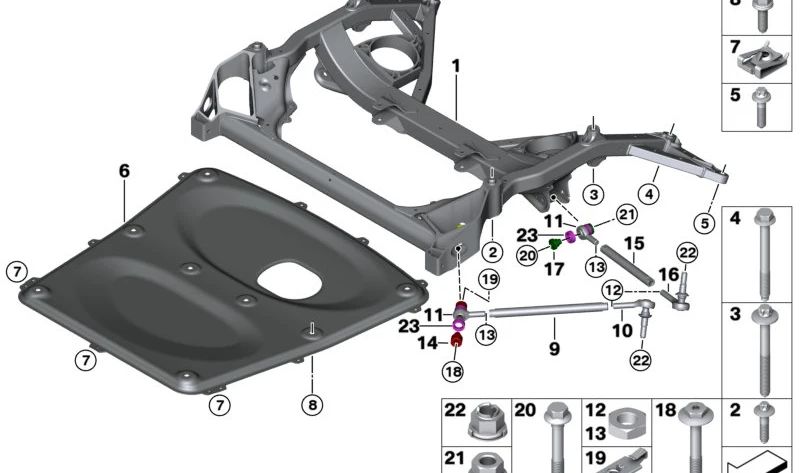 Control arm for BMW F07, F10, F11, F06, F12, F13, F01N, F02N (OEM 31108431219). Genuine BMW