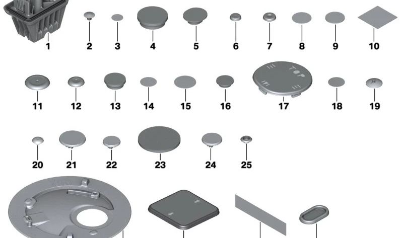 Tapón para BMW F40, F52, F70, F44, F45, F46, U06, G60, G61, G68, G90, I20, F48, F49, U11, U12, F39, U10, E83, G18N, F96N, Mini F54, F55, F56, F57, F60, U25 (OEM 51713412220). Original BMW