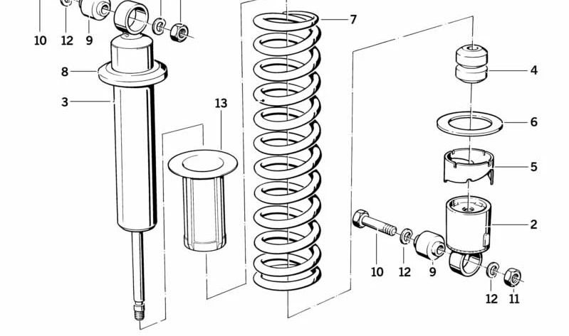 Soporte superior para muelle trasero OEM 33531451990 para BMW (E34, E36, Z3). Original BMW.