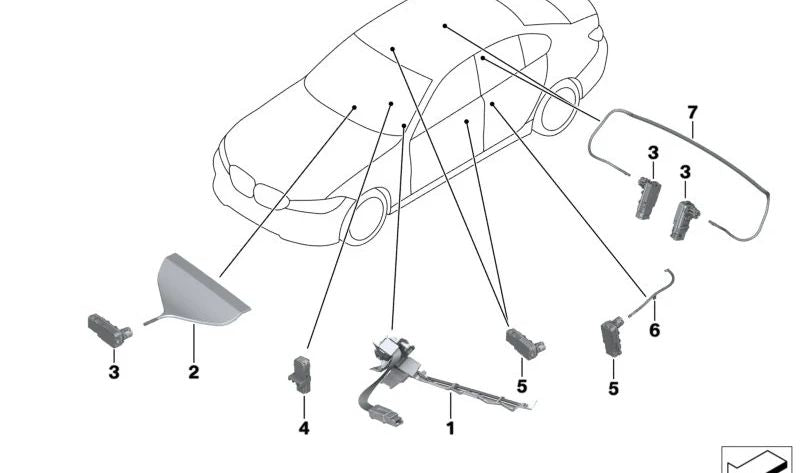 Guida alla luce per la maniglia posteriore destra OEM 63319473284 per BMW G26. BMW originale.