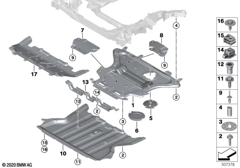 Retaining clip for BMW 5 Series G30N, 6 Series G32N, 7 Series G11N, G12N (OEM 07146887093). Original BMW