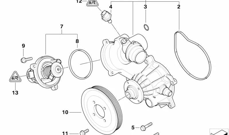 Bomba de agua mecánica OEM 11517586780 para BMW E65, E66. Original BMW.