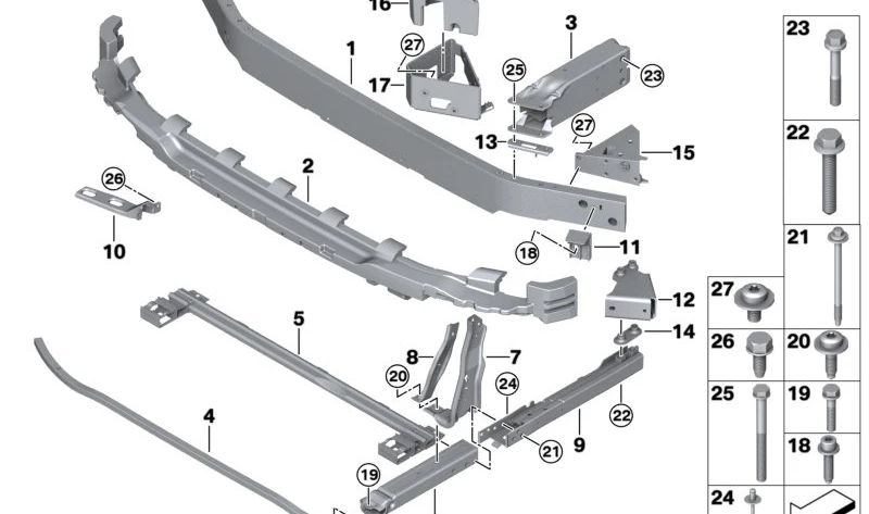 Elemento de deformación derecho para BMW Serie 1 F52, X1 F48, F48N, X2 F39 (OEM 51117406388). Original BMW