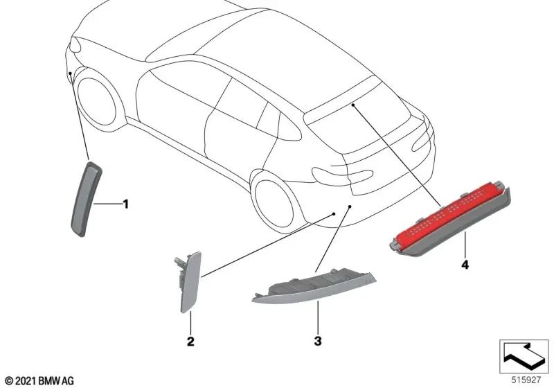 Right rear reflector for BMW G02N, G06 (OEM 63147463976). Genuine BMW