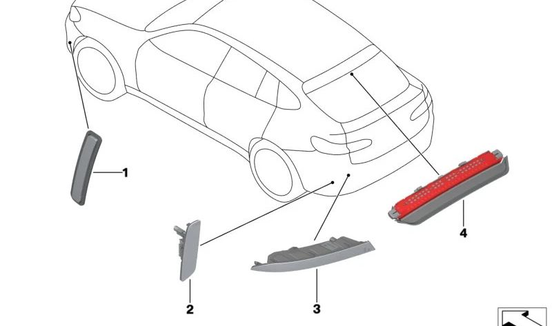 Rear right reflector for BMW X4 F98N, G02N (OEM 63148083836). Original BMW