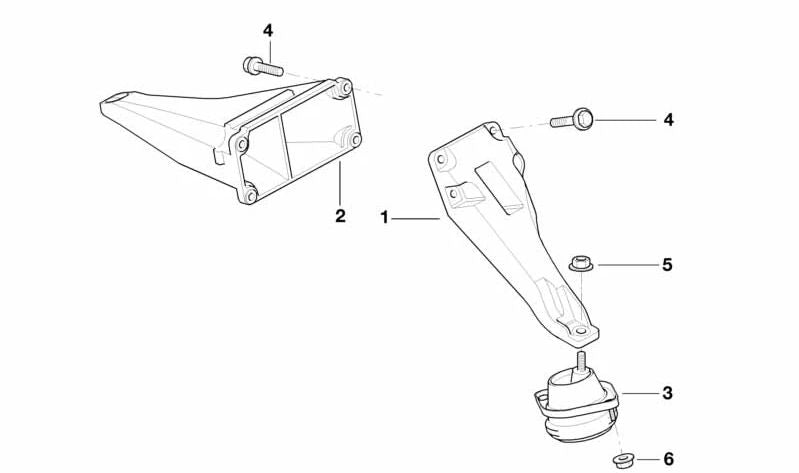 Soporte de motor con brida derecha para BMW Serie 7 E38 (OEM 22111097252). Original BMW.