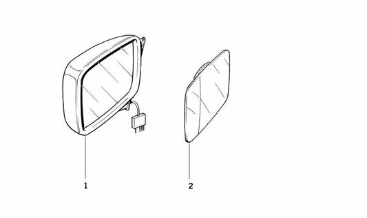 OMEFFACIFICABILIDADE RETROVISOR OEM 51161926853 para BMW E30, E28, E23. BMW original.