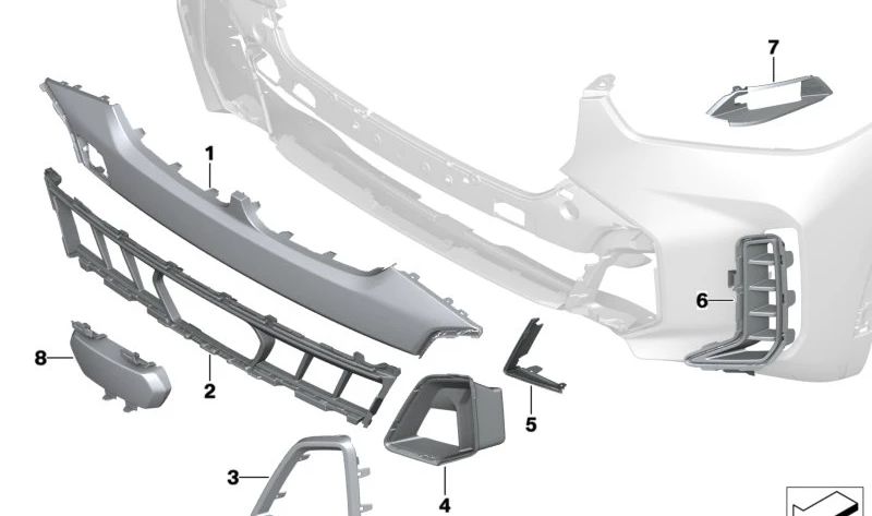 Rejilla Air Curtain izquierda OEM 51118085623 para BMW X5 (G05). Original BMW.