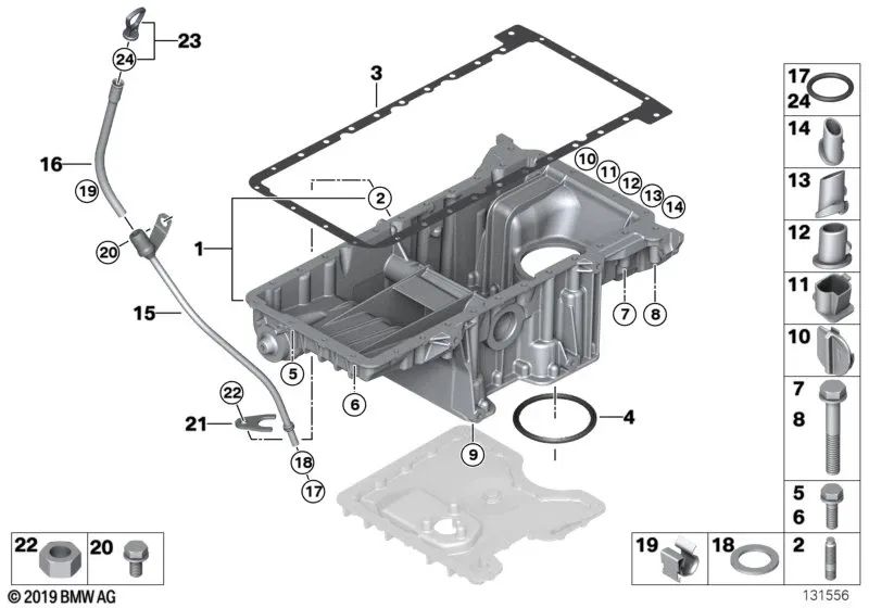 Tubo guía, inferior para BMW X5 E53 (OEM 11437537301). Original BMW.