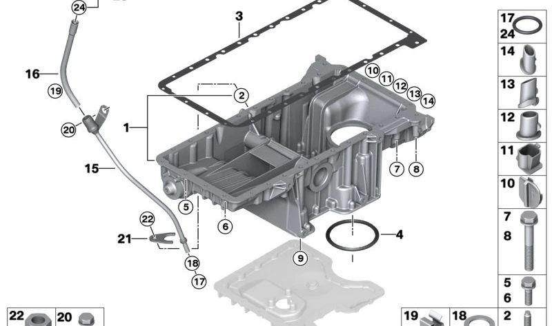 Varilla de aceite para BMW X5 E53 (OEM 11437539243). Original BMW