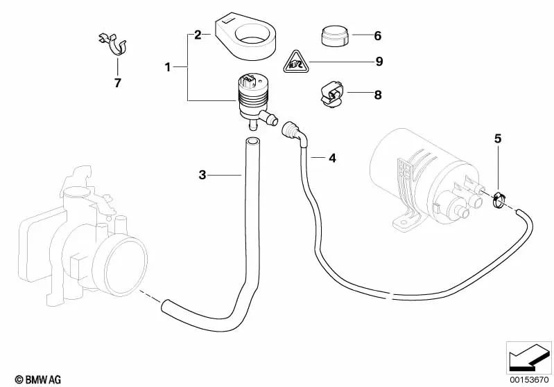 Schlauchverteiler für BMW E46, E39, E38 (OEM 13901712862). Original BMW.