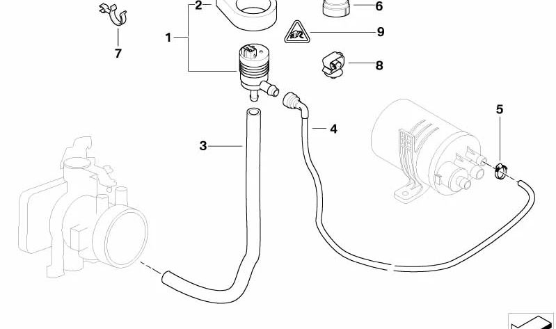 Tubo de ventilación del tanque para BMW E85 (OEM 13907513805). Original BMW