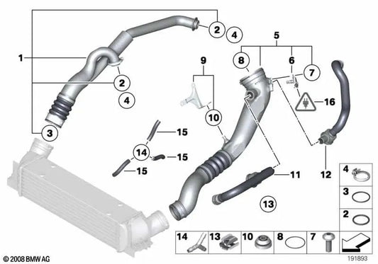 Tubo de Recirculación de Aire de Sobrealimentación para BMW Z4 E89 (OEM 11657577232). Original BMW.