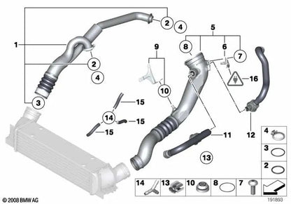 Conducción de aire de carga para BMW E89 (OEM 11657577229). Original BMW