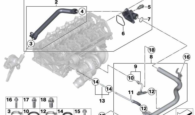 Tubo de Alimentación para BMW Serie 1 F20, F21, Serie 3 F30, F31, F35 (OEM 11537600591). Original BMW