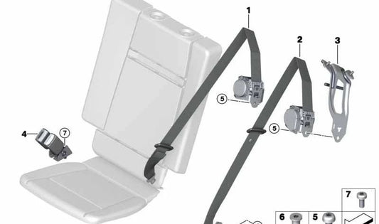 Oé de cinto de segurança traseiro esquerdo 72117348895 para BMW F15. BMW original.