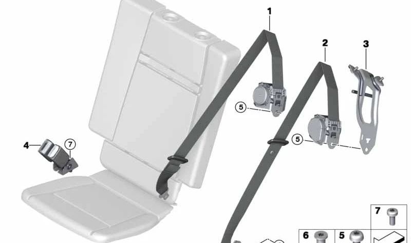 Cinturón de seguridad trasero derecho OEM 72117318456 para BMW F15 (X5). Original BMW.