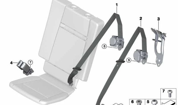 Cinturón de seguridad trasero derecho OEM 72117318388 para BMW F15 (X5). Original BMW.