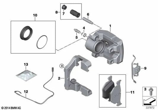 Carcasa de pinza de freno izquierda para BMW E70, E71 (OEM 34216789349). Original BMW