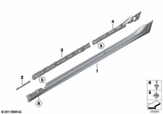 Cubierta faldón lateral, imprimado, derecha para BMW Serie 5 F07, F07N (OEM 51778055100). Original BMW