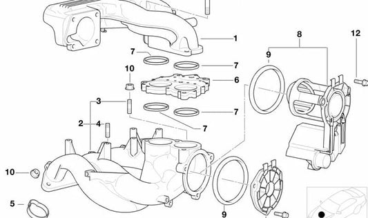 Suction system for BMW 3 Series E36, E46 (OEM 11611432033). Original BMW