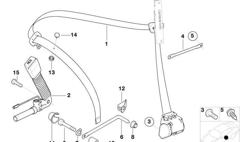 Cinturón de seguridad delantero derecho con limitador de fuerza OEM 72117919208 para BMW E46. Original BMW.