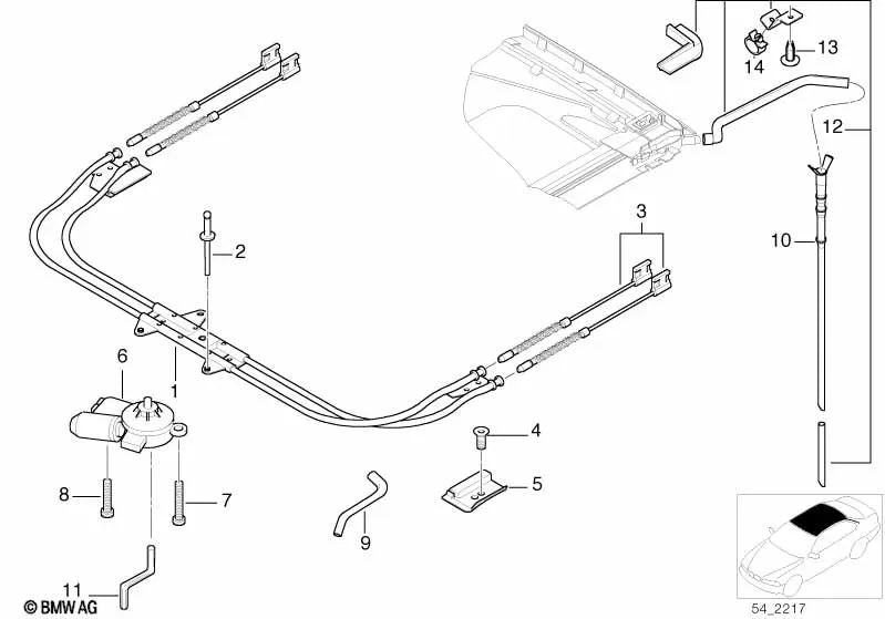 Sunroof drive unit with module for BMW E39, E38 (OEM 67618380136). Original BMW.