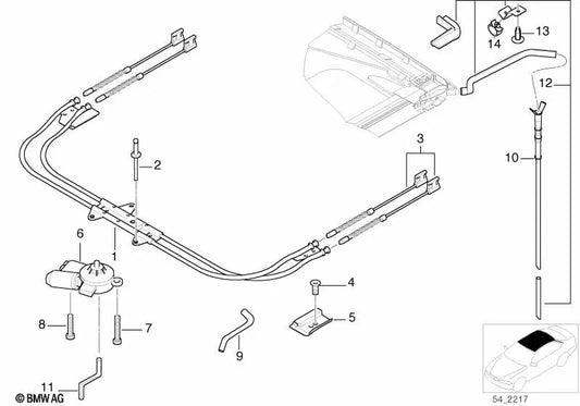 Sunroof drive unit with module for BMW E39, E38 (OEM 67618380136). Original BMW.