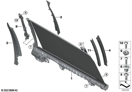 Colonna esterna sinistra Copertura B per BMW X7 G07 (OEM 51357482515). BMW originale