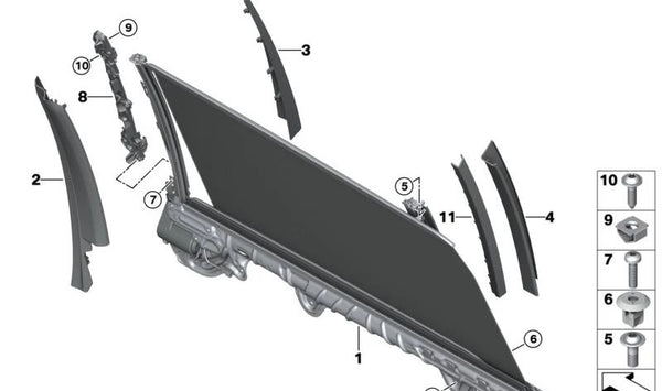 Cortina solar eléctrica izquierda para BMW X7 G07, G07N (OEM 51357460477). Original BMW