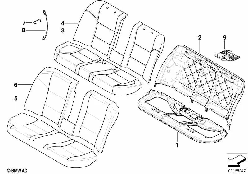 Funda Asiento de Cuero para BMW Serie 5 E60, E60N (OEM 52207249420). Original BMW.