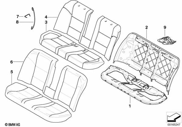 Funda Asiento de Cuero para BMW Serie 5 E60, E60N (OEM 52207249420). Original BMW.