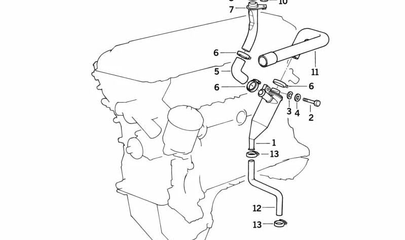 Breather pipe for BMW 3 Series E36 (OEM 11151401217). Original BMW