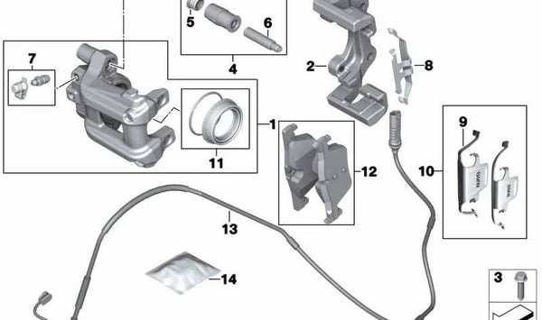 Kit de juntas para pinza de freno OEM 34216850854 para BMW F20, F21, F22, F23. Original BMW