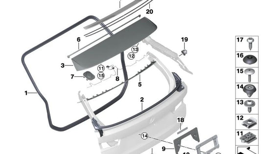 Sellado Portón Trasero para BMW G21, G81 (OEM 51768497196). Original BMW