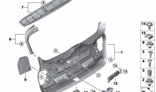 Revestimiento Superior Interior Negro para BMW F46 (OEM 51498065340). Original BMW