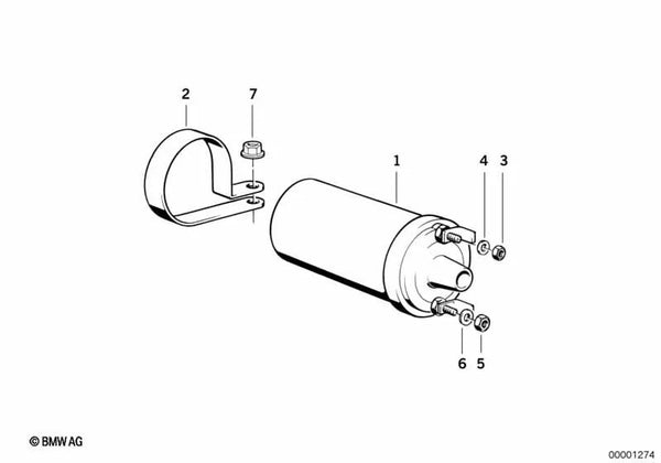 Abrazadera para BMW E30, E34, E32 (OEM 12131726311). Original BMW