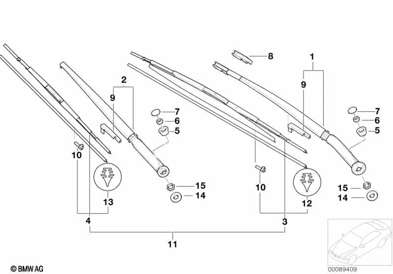 Installation element for wiper arm BMW E46, E65, E66, E83. . Original BMW