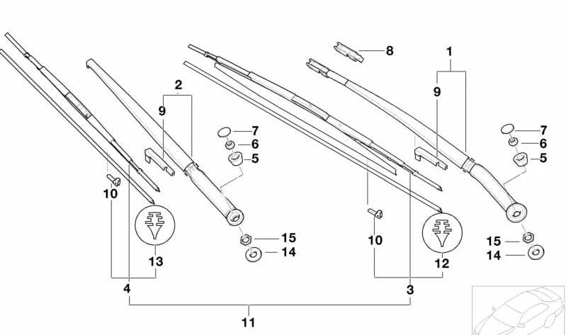 Wischerarmblattführung für BMW 3er E46 (OEM 61618263685). Original BMW