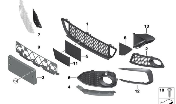 Base para Placa de Matrícula para BMW Serie 1 F20, F21 (OEM 51118050739). Original BMW