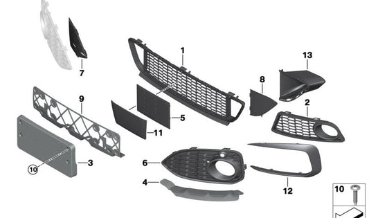 Rejilla inferior izquierda para BMW Serie 1 F20N, F21N (OEM 51118068605). Original BMW.