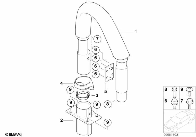 Right outer support for BMW Z8 E52 (OEM 54617009122). Original BMW.