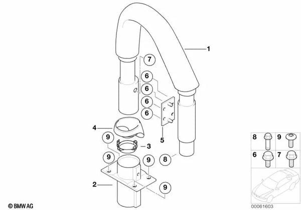 Soporte exterior derecho para BMW Z8 E52 (OEM 54617009122). Original BMW.